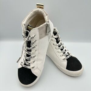 Vintage Havana Leather High Top Sneaker White, Black, Gold Women’s Sz 6 Preowned